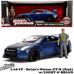JADATOYS 1:18 ChXs[h_CLXgJ[ Brian's Nissan GT-R (R35) w/LIGHT & BRIAN ~jJ[ jd-31142 ChXs[h _CLXg JADATOYS NISSAN jbT AJG