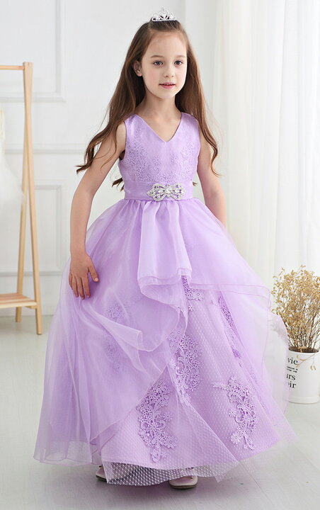 楽天市場】プリンセスみたいな豪華ロングドレス ラベンダーにフラワー  