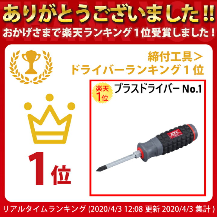 楽天市場】【KTC】 プラスドライバー 貫通 樹脂柄 No.1 D1P2-1 | 京都 