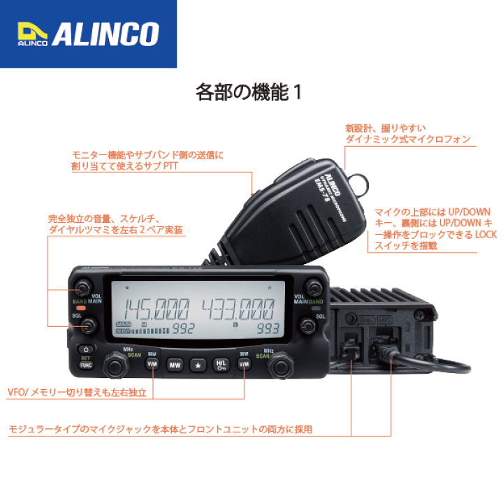 楽天市場】アルインコ DR-735DS ツインバンド144 / 430MHz FM モービル