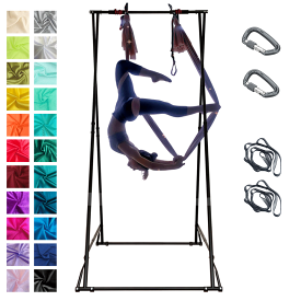 折り畳み式エアリアルスタンド＆ハンモックSET（幅広モデル＋40ディニール生地）空中ヨガ エアリアルヨガ ハンモックヨガ ハンモックスタンド