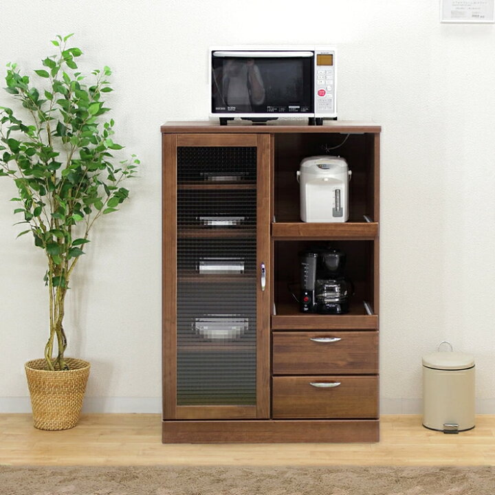 楽天市場】食器棚 レンジ台 キッチンボード 完成品 幅80cm ロータイプ 