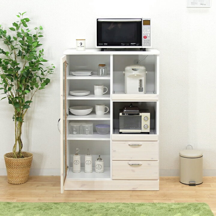 楽天市場】食器棚 レンジ台 キッチンボード 完成品 幅80cm ロータイプ 
