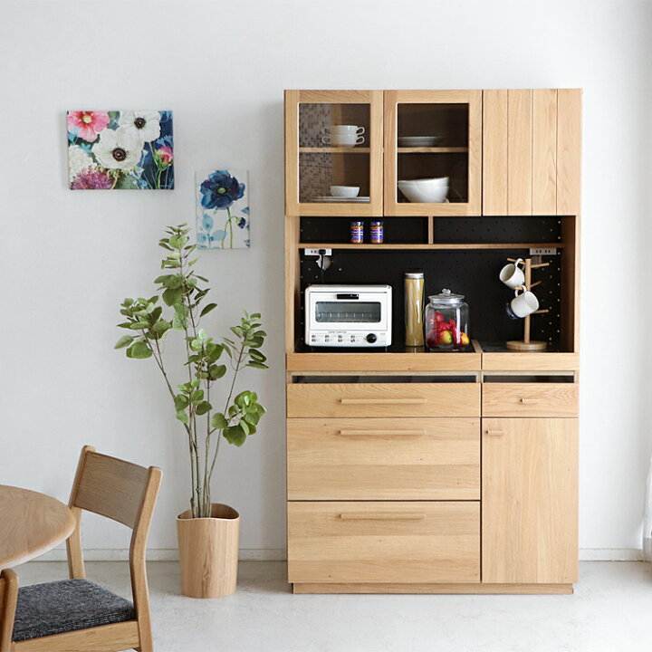 楽天市場】食器棚 レンジ台 キッチンボード 完成品 幅105cm 高さ180cm 