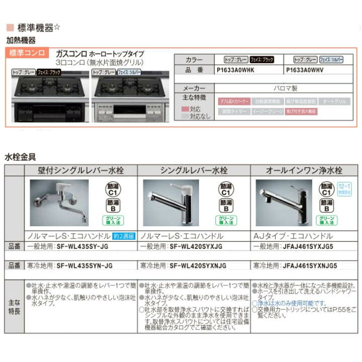 楽天市場】システムキッチン フロアユニット W1700mm 間口170cm GK 