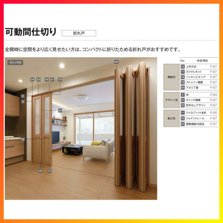 楽天市場 可動間仕切り 8枚建 折れ戸 ラシッサs ガラスタイプ Lga ケーシング枠 3423 W3386 H2306mm リクシル 室内引き戸 折戸 ドア 建具 ドア 室内ドア おしゃれ 交換 室内ドア リフォーム Diy 建材屋 法人様は送料無料 リフォーム建材屋