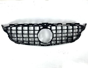 メルセデス ベンツ AMG ルック GTRルック GTルック パナメリカーナ グリル ブラックフィン W205 S205 C205 A205 前期 Cクラス C180 C200 C220d C250 C300 C350e C450 AMG クーペ ガーニッシュ グリル  カメラ有