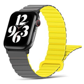 シリコン磁気アップルウォッチ バンド コンパチブル Apple Watch バンド 49mm 45mm 44mm 42mm 41mm 40mm 38mm Ultra2 Ultra シリーズ9 8 7 6 5 4 3 2 1 SE 、薄型シリコン磁気ループ交換用バンド[両面ウェアラブル]