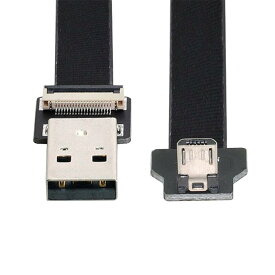 xiwai 下向きUSB 2.0 Type-A オス - マイクロ USB 5ピン オス データ フラット スリム FPC ケーブル FPV &amp; ディスク &amp; 電話用