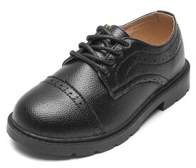 [WUIWUIYU] ローファー 学生 男の子 フォーマル靴 黒 茶色 発表会靴 レースアップ 歩きやすい 快適 滑り止め 通学 入学式 卒業式 子供靴