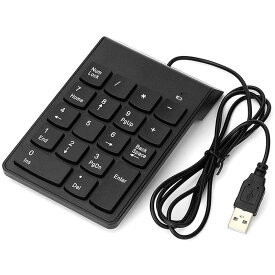 Skyeen USB有線テンキー、18 キー ミニデジタルキーボード、迷你防滑 防水テンキーの交換用 ラップトップに適しています (ブラック)