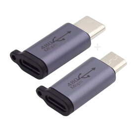Cablecc 2 ピース/ロット 480Mbps USB2.0 to Micro USB Type-C USB-C データ電源アダプタ リバーシブルデザイン チェーン穴付き