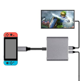 Nintendo Switch Type-C to HDMI変換アダプタ 3in1 ニンテンドー スイッチドック 代わり品 熱対策 映像変換 4K解像度 スイッチ ドックセット Macbook Chromebook Android適用