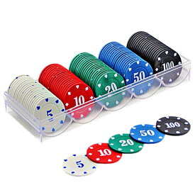 heizi カジノチップセット 100枚 カジノコイン アクリルケース付 ポーカー ブラックジャック テーブルゲーム