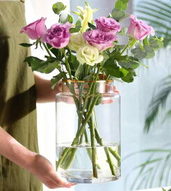 ガラスの花瓶 透明 大 花器 フラワーベース ガラスベース ガラスボトル アレンジ インテリア 水栽培 生け花 造花 おしゃれ シンプル インテリア