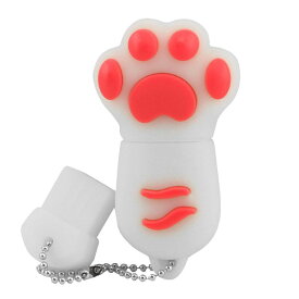 肉球型USBメモリー 2.0フラッシュドライブ 猫の爪 ネコの手 小型 かわいい キーホルダー コンパクト データストレージ バックアップ pc コンピューター ノードパソコン用（64GB ホワイト）