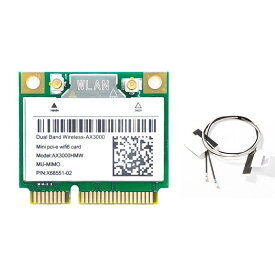 Wi-Fi 6 AX3000HMW 3000Mbps Bluetooth5.2ハーフミニPCI-EネットワークWlan WIFIカード、ワイヤレス802.11ax / acデュアルバンド2.4Ghz / 5GアダプターMU-MIMO、OFDMA、Windows 10(64ビット)アダプター用