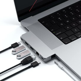 Satechi マルチ USB-C PROハブミニ USB4, 2xUSB-A 3.0データ, ギガビットイーサネット, USB-Cデータ, 音声ジャック (MacBook Pro/M1, MacBook Air 2018以降, M1 2020など対応)