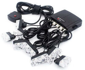 LED ストロボ フラッシュ ライト 12V 車用 キット スイッチ付き 爆光 高輝度 ストロボライト 2連 × 8灯 車 led ライト キット