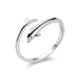[Rockyu] ジュエリー ブランド リング レディース シルバー999 魚リング カジュアル 婚約 結婚指輪 指輪 おしゃれ アクセサリー