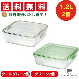 【お好きな色をお選び下さい】 iwaki(イワキ) 耐熱ガラス 保存容器 1.2ml 2個 まとめ買い クールグレー/グリーン 副菜 お弁当 離乳食 電子レンジ対応