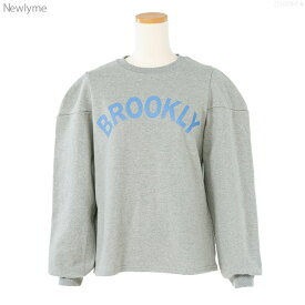 BROOKLY裏毛長袖プルオーバー レディース 夢展望 トップス カットソートップス Tシャツ 長袖 ガーリーカジュアル Newlyme 春 夏 アイボリー ブラック グレー M 韓国 K-POP カジュアル