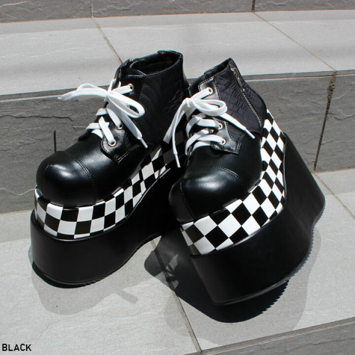 楽天市場】【Rabintage】Checker flag pattern Platform Shoes 