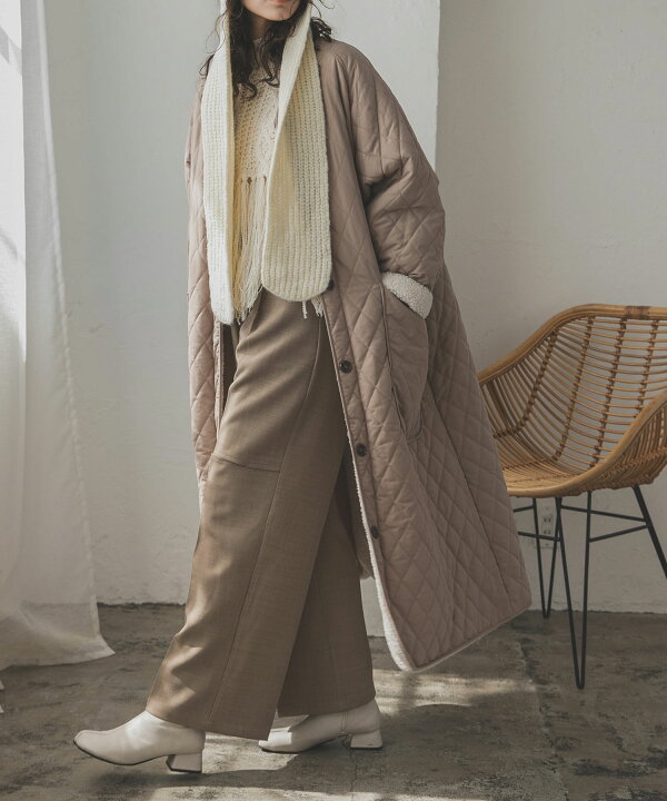 楽天市場】【SALE】 キルト×ボアリバーシブルロングコート ロング 