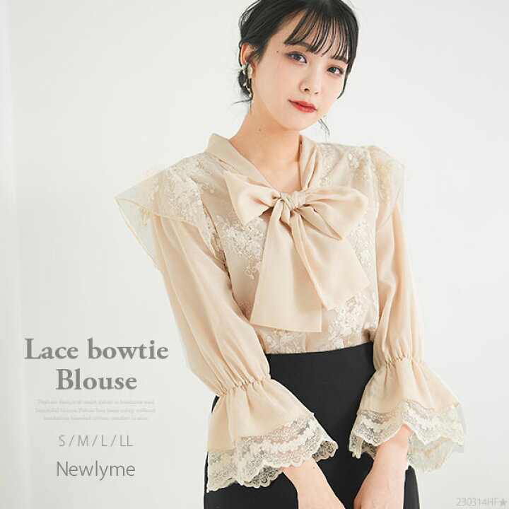 楽天市場】【SALE】レースボウタイブラウス レディース トップス 