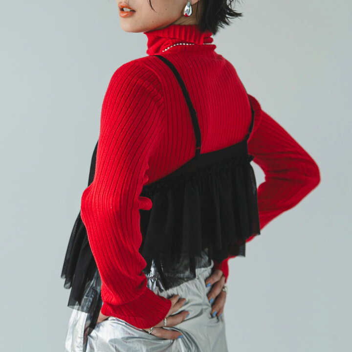 楽天市場】【SALE】 ロングスリーブカラフルリブタートルニット 