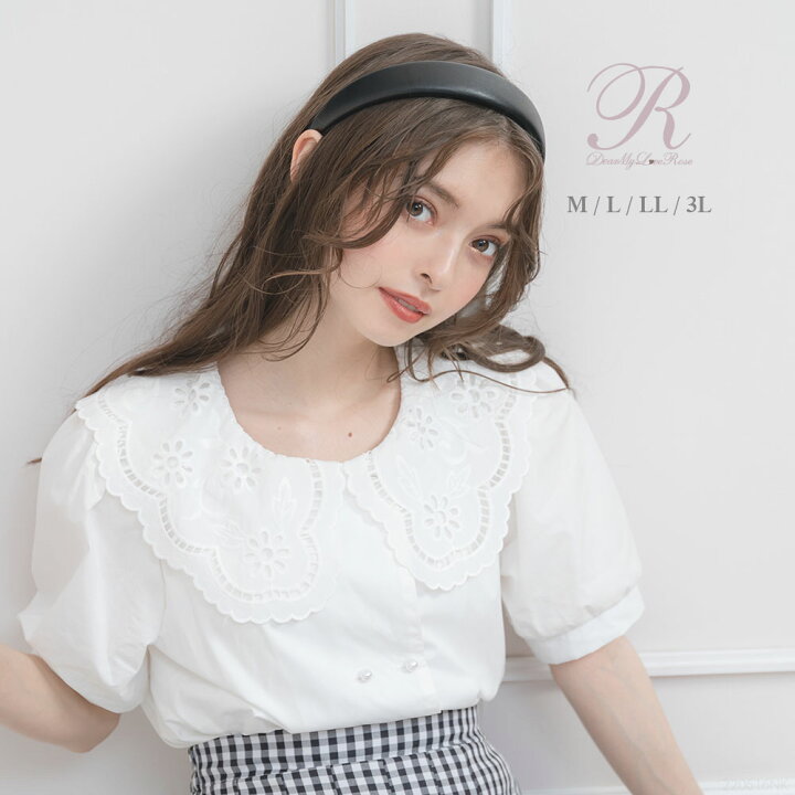 楽天市場】【SALE】 【メール便対応】スカラップ刺繍襟ブラウス 