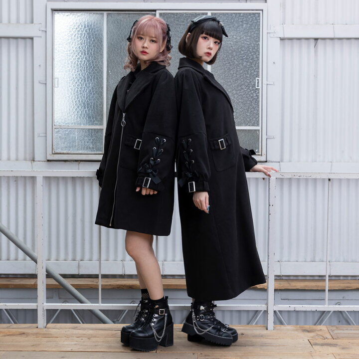 楽天市場】フロントジップレースアップチェスターコート レディース  