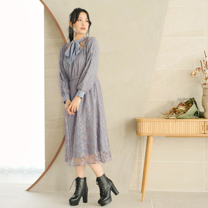 楽天市場】【SALE】 総レースリボンタイワンピース ワンピース 