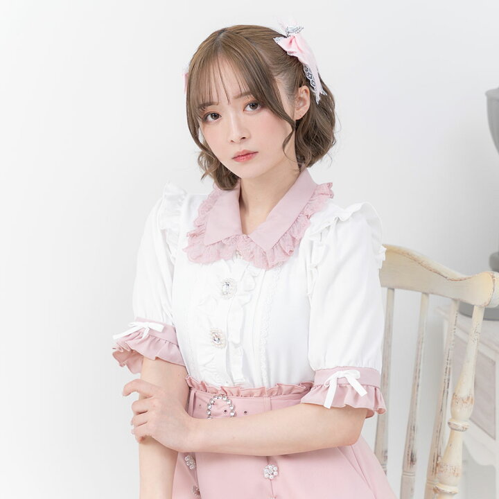 楽天市場】【SALE】 3連ビジューレースフリルブラウス レディース 