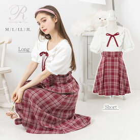 【SALE】丸襟フリルリボン半袖ワンピース レディース ワンピース ブラウス シャツワンピース 半袖 Rose DearMyLove 春 夏 ショート レッド ネイビー ブラック ロング M L LL 3L 大きいサイズ フレンチガーリー クラシカルガーリー 量産型 フリル