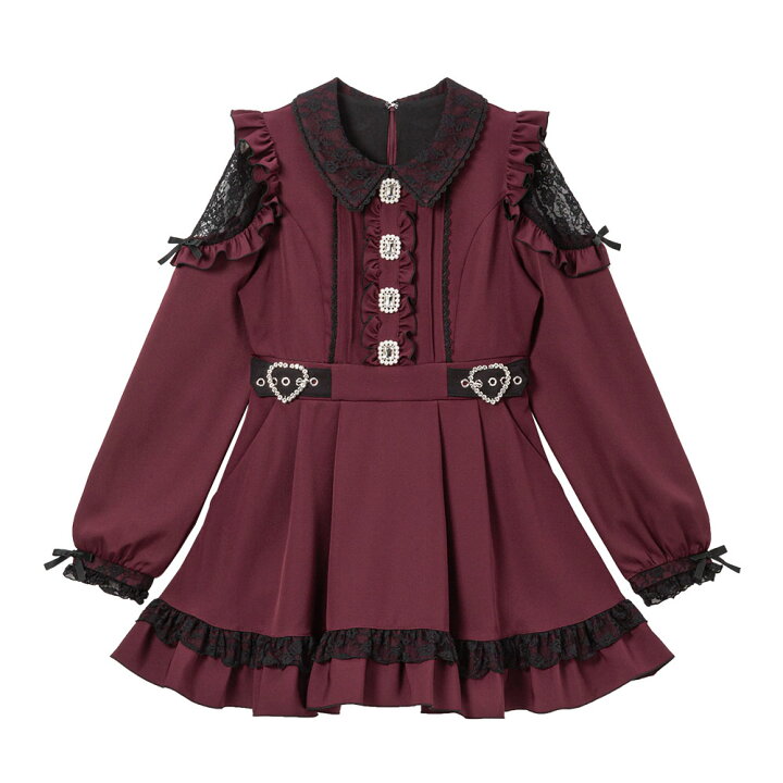 楽天市場】【SALE】 キラキラビジューレース重ねフリルワンピース 