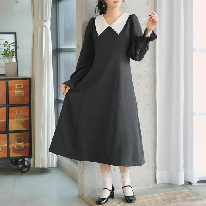 楽天市場】【SALE】 選べる丈美シルエット長袖ワンピース レディース 