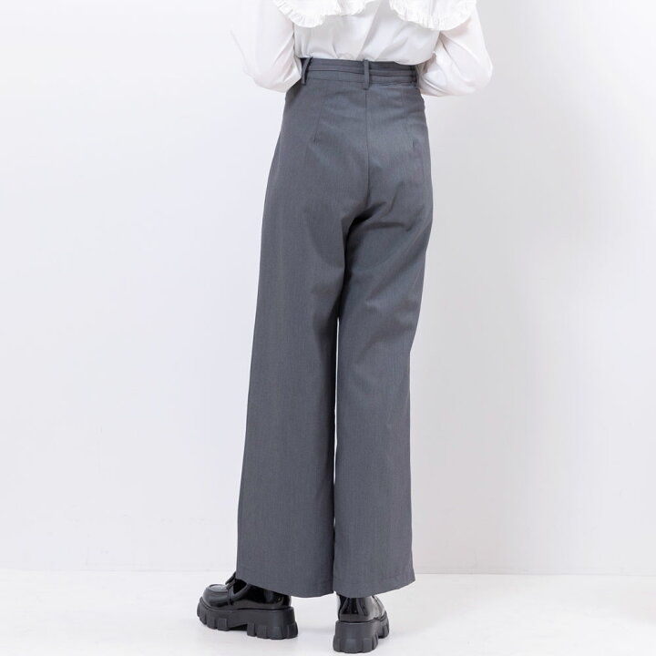 楽天市場】【SALE】 リボンベルト付シンプルタックワイドパンツ 