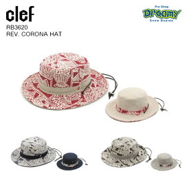 clef クレ REV. CORONA HAT RB3620 リバーシブル コロナハット SIZE約57.5cm〜58.5cm UV CUT ワイヤー内臓ツバ 象形文字モチーフ コットン リネン ロゴ 正規品