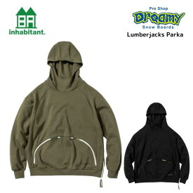 inhabitant インハビタント Lumberjacks Parka ISM23KT12 パーカー/フーディー/プルオーバー/スウェット BLACK GREEN ロゴ 冬 2024モデル 正規品