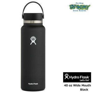 HydroFlask �n�C�h���t���X�N 40oz Wide Mouth #890115 Black 1,182ml �X�e�����X�{�g�� �^��f�M�\�� �X�|�[�c����OK �}�C�{�g�� ���� 8901150032221 ���K�i