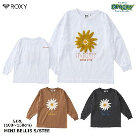 ROXY MINI BELLIS S/STEE TLT254088 キッズ Tシャツ 100-150cm 長袖 クルーネック ドロップショルダー フラワーモチーフ ロンT 刺繍 ロゴ ロキシー 正規品