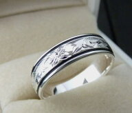 【kapua ハワイアンジュエリー DREDLINE】hr-010 6mmブラックボーダーリング レディース メンズ silver92…