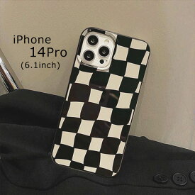 iPhone14Pro 6.1 チェッカーボード ウェーブ ケース カバー 韓国 人気 おしゃれ モノクロ 白黒 ブラック チェック iPhone 14Pro かわいい 軽量 TPU メンズ レディース