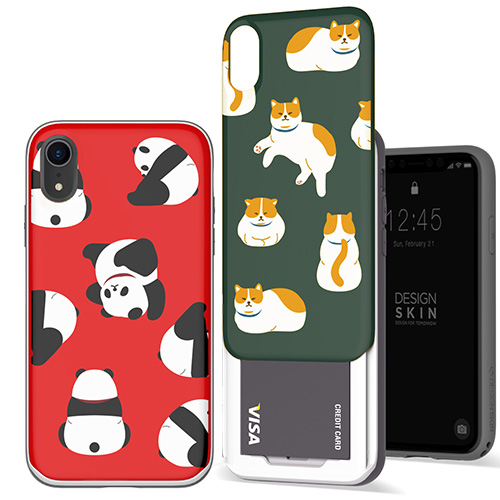 割引 Iphonexr ケース ねこ パンダ かわいい イラスト Qi 対応 ワイヤレス充電 Iphone Xr Graphic Skin デザインスキン カード収納 お取り寄せ カバー アイフォン Design スライダーグラフィック Slider