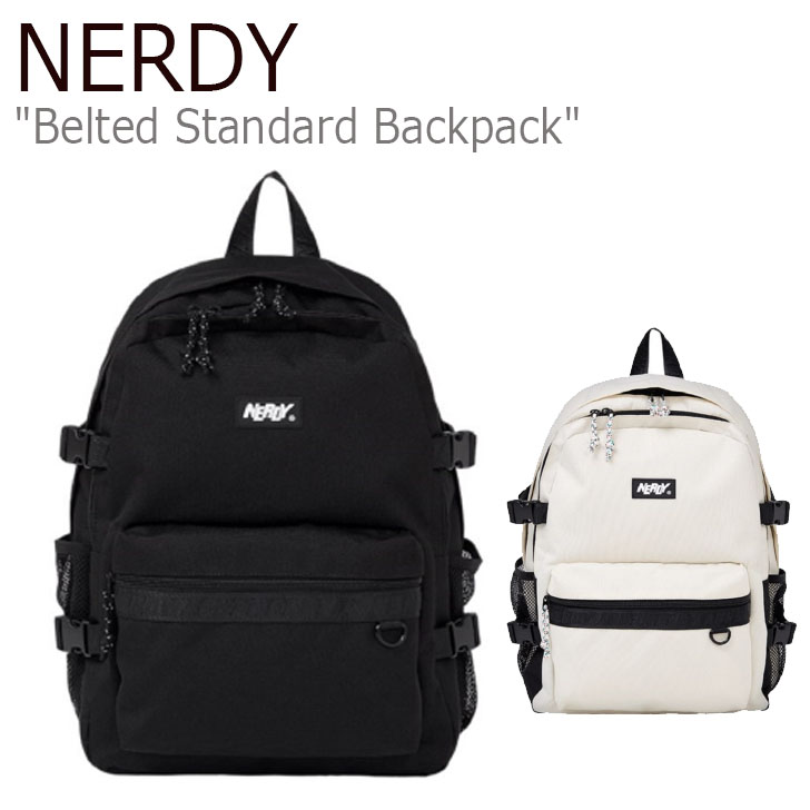 ノルディ リュックサック NERDY メンズ レディース Belted Standard Backpack ベルテッド スタンダード バックパック  BLACK CREAM ブラック クリーム PNES20AA020101/201 ノルディー バッグ | DRESCCO（ドレスコ）