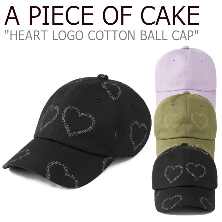 アピースオブケイク キャップ A PIECE OF CAKE メンズ レディース HEART LOGO COTTON BALL CAP ハート ロゴ コットン ボールキャップ VIOLET バイオレット BLACK ブラック KHAKI カーキ APOFFWABC01VI00F/BK00F/KH00F ACC