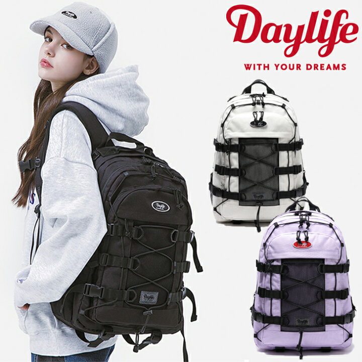 楽天市場 デイライフ リュック Daylife 正規販売店 メンズ レディース Double String Backpack ダブル ストリング バックパック Black ブラック Ivory アイボリー Purple パープル 6 7 バッグ Drescco ドレスコ