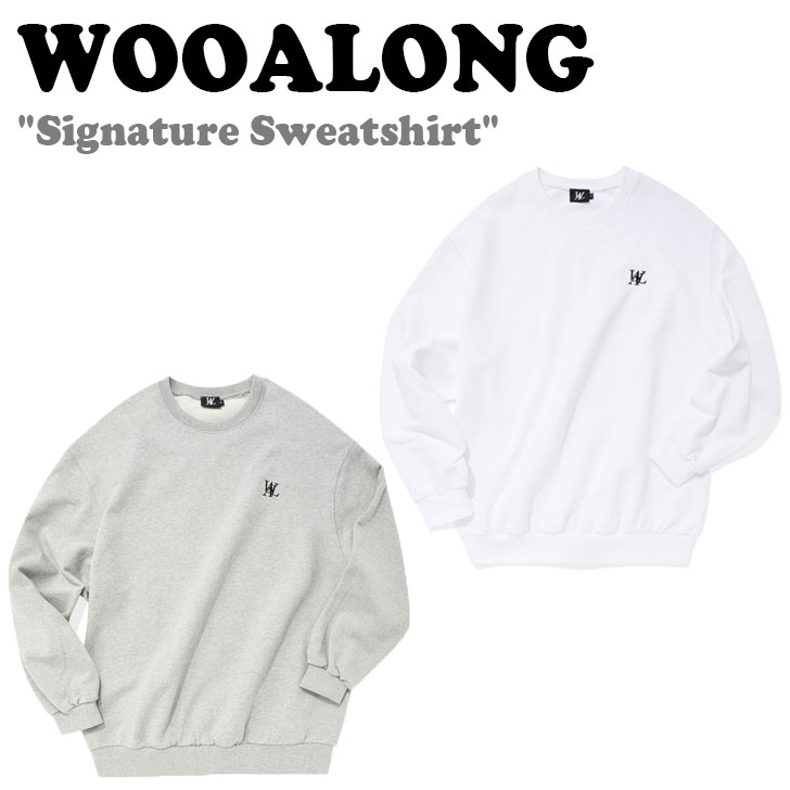 ウアロン トレーナー WOOALONG メンズ レディース Signature Sweatshirt シグネチャー スウェットシャツ GREY グレー  WHITE ホワイト EL53XX00069/70 ウェア | DRESCCO（ドレスコ）