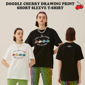 キルシー 半袖Tシャツ KIRSH 正規販売店 DOODLE CHERRY DRAWING PRINT SHORT SLEEVE T-SHIRT ドゥードゥル チェリー ドローイングプリント ショートスリーブ Tシャツ BLACK ブラック GREEN グリーン WHITE ホワイト FKQMCTR523M ウェア